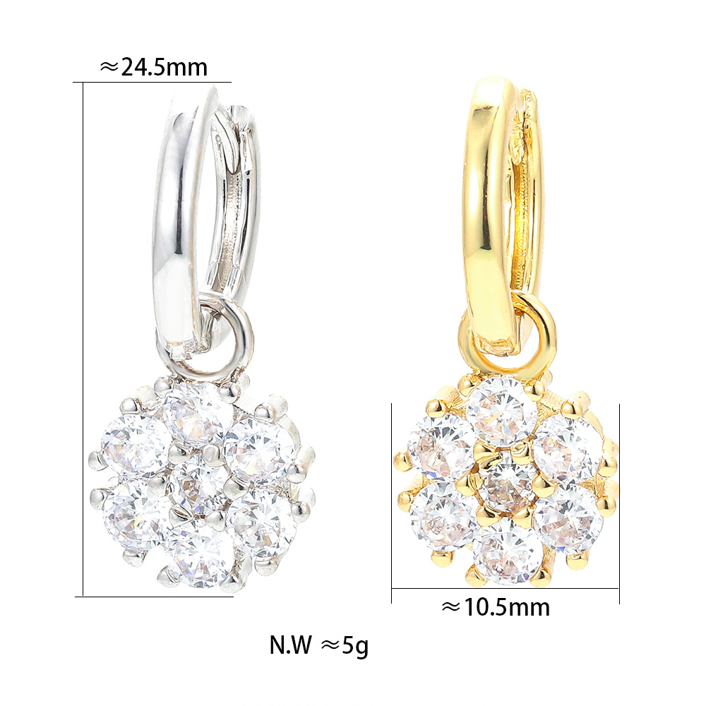 Unisex Gender Plating Design Korean Copper Inlaid Zircon Snowflake Earrings Wholesale