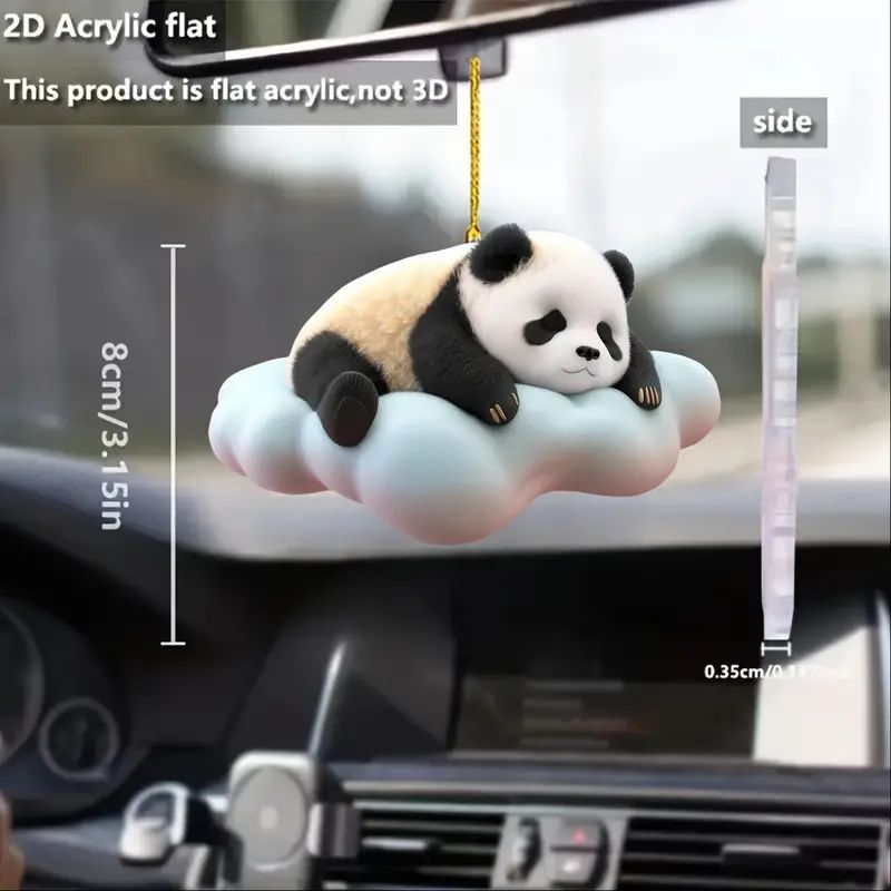 2D acrílico adorable panda pequeño colgante de automóvil plano transfronterizo nuevo colgante de espejo retrovisor colgante para el hogar