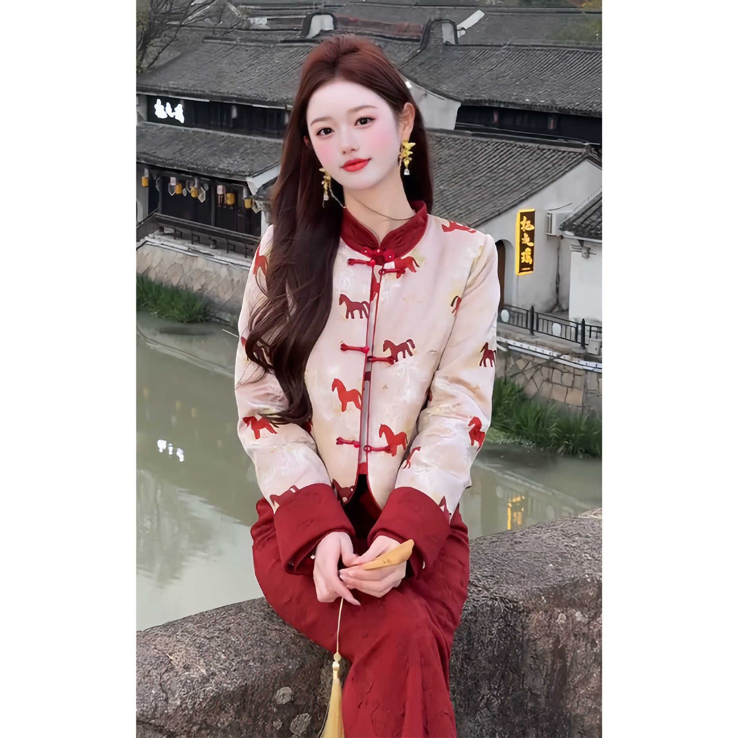 New Chinese Style Jacquard Jacket and Improved Cheongsam Two-Piece Set for Important Occasions, Winter 2025