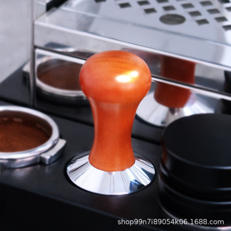 Coffee Press, Solid Wood Handle Powder Hammer, Electroplating, 51/53/58mm Espresso Machine Accessories Coffee Press, Solid Wood Handle Powder Hammer, Electroplating, 51/53/58mm Espresso Machine Accessories