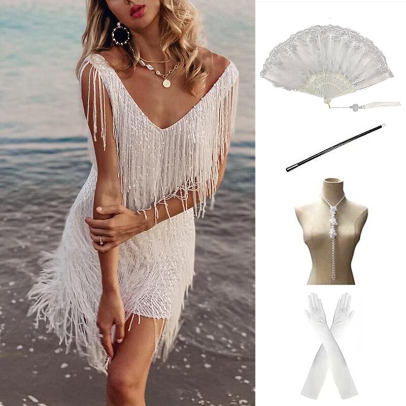 European and American Women's Suit 1920s Retro Sequins Amazon Party Dinner Dress Tassel Dress Tassel