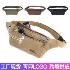 メーカー卸売三層韓国スタイルスポーツレジャーキャンバス目に見えない盗難防止パーソナルウエストバッグ男性と女性のサイクリング小さなバックパック