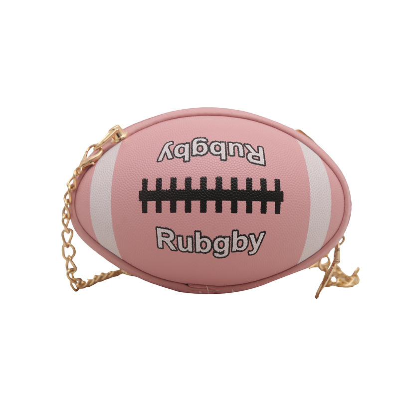 Women's Rugby Design Shoulder Bag With Chain And Letter Print_voghion.com