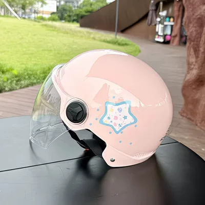 helmet, suitable for all seasons, sun | Motosiklet kaskı (dəbilqə) - pink-hd-long-video-3c-certified-rainproof-one-size-fits-all-unisex-head-circumference-53-60cm