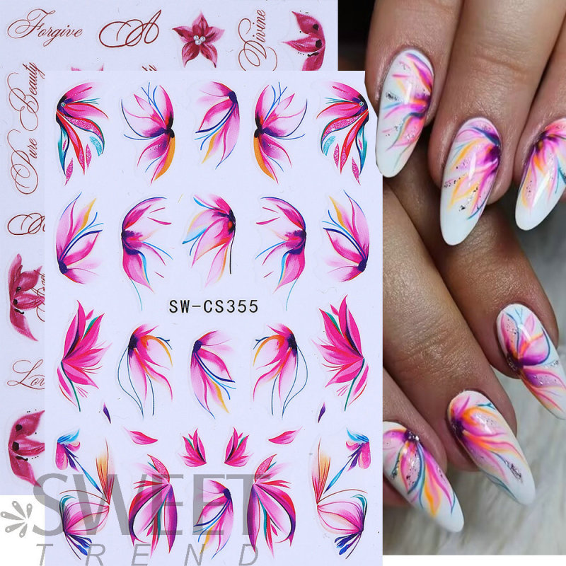 Cross-Border Supply Nail Art Stickers Ins Spring and Summer Colorful Floral Plant Art 3D Nail Stickers Nail