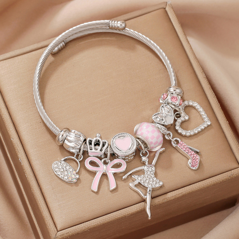 Fashionable and Simple Stainless Steel Bracelet, Accessible Luxury Diamond Princess High Heels, Ballerina DIY Women's Bracelet Wholesale Fashionable and Simple Stainless Steel Bracelet, Accessible Luxury Diamond Princess High Heels, Ballerina DIY Women's Bracelet Wholesale
