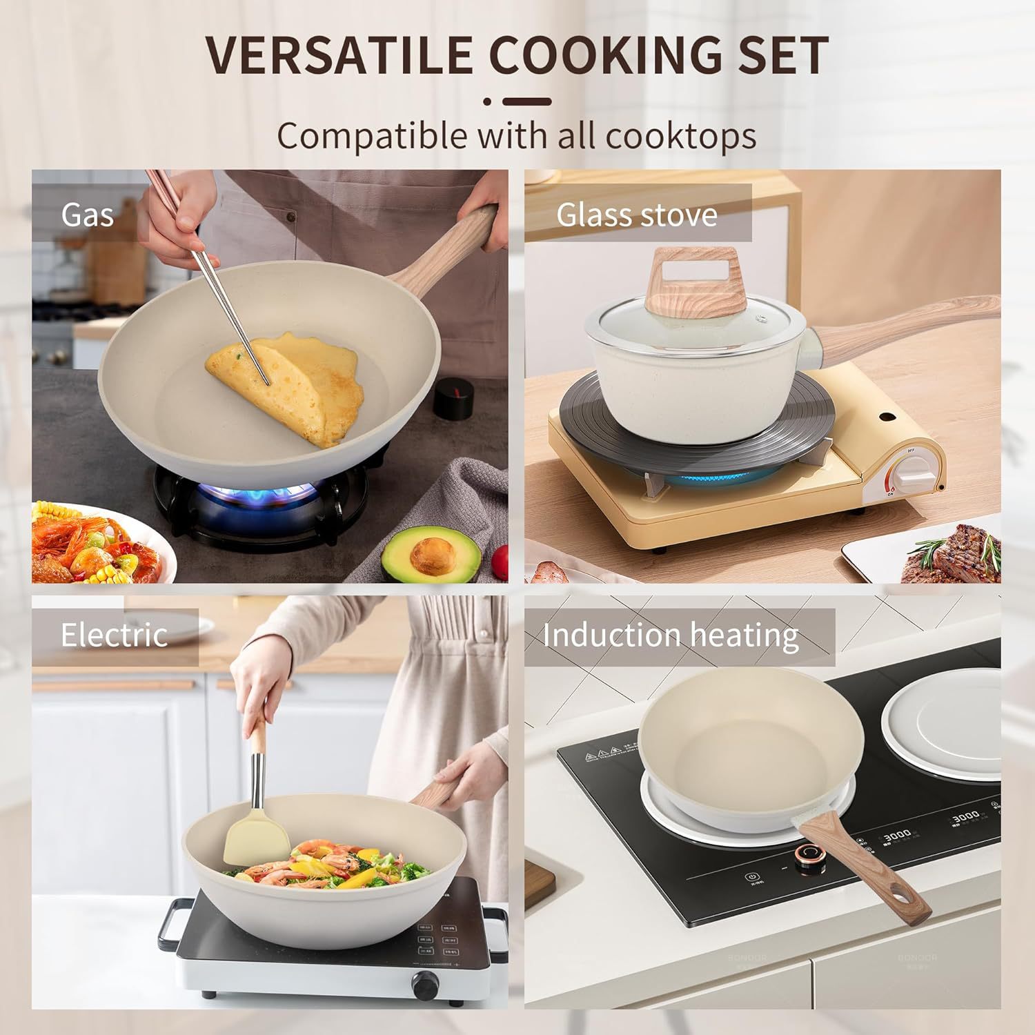 Arroz de arroz de arroz de piedra, olla de frita doméstica, olla de frita sin humo de aceite, olla de frita electromagnética, olla antiadherente general al por mayor