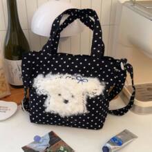 韩系可爱ins小狗斜挎包包女大容量休闲单肩包便携通勤百搭托特包