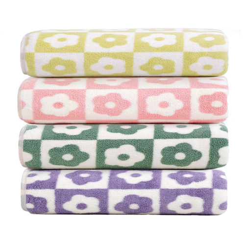 Cross-border exclusive coral velvet towel and bath towel set, absorbent, non-shedding, non-fading, simple home bathroom set