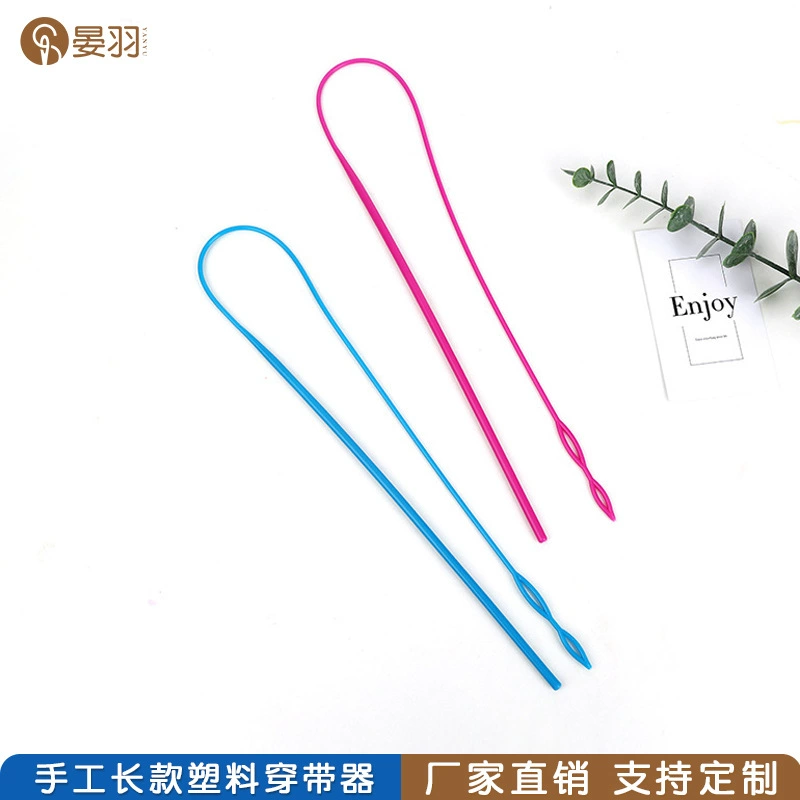 Домашнее шитье DIY пластиковый ленточный Нитевдеватель длинный Нитевдеватель инструмент веревочный Нитевдеватель ручной работы с резиновой лентой