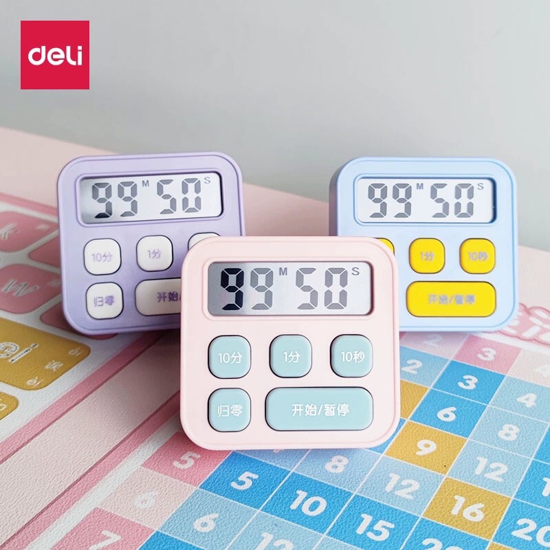 Deli Le201 Student Timer Learning Kidsren's Problem Solving Stopwatch Self-Discipline Digital Alarm Clock Time Management