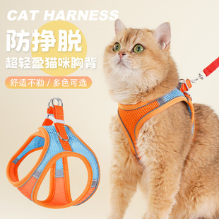贴合背带猫咪牵引绳背带式-1688夏季防挣脱透气遛猫装备