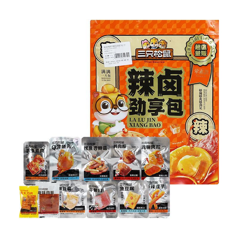 三只松鼠辣卤劲享包447g76袋香辣熟食零食卤魔芋即食零食