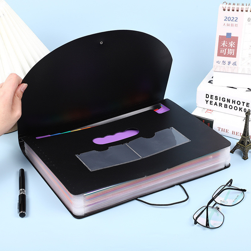 Oficina estudiantil 24 capa 37 capa PP paquete de órgano multicapa paquete de documentos de prueba de color carpeta de escritorio marco de acabado