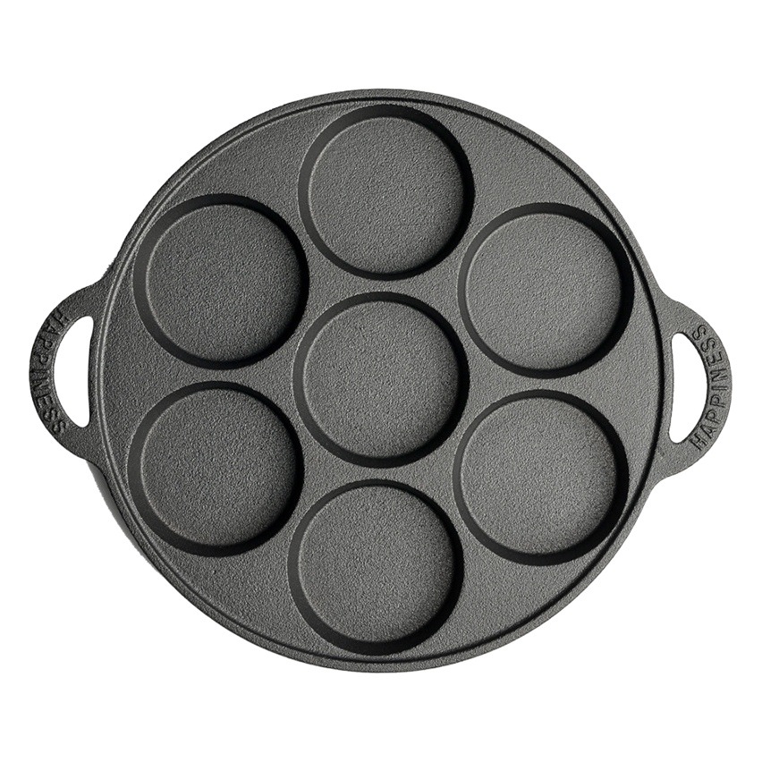 Sartén de siete hoyos hierro fundido huevo hamburguesa máquina profundización molde de tortilla hogar sartén antiadherente sin recubrimiento huevo dumpling pot