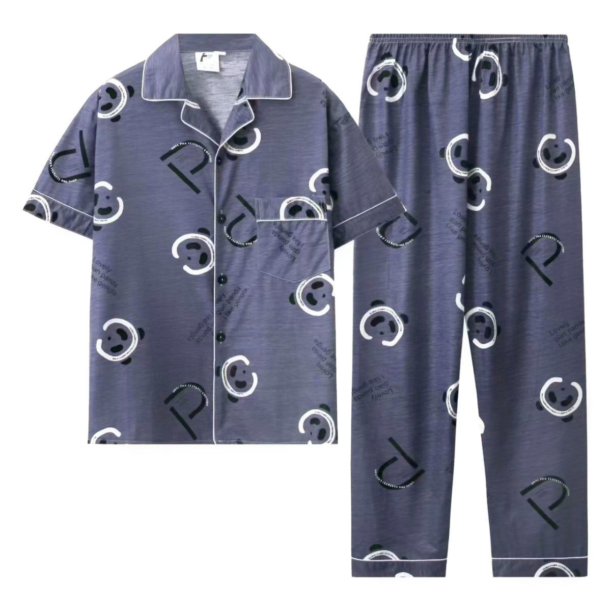 Pijamas de hombre Pijamas de manga corta de verano de algodón delgado para hombres jóvenes y de mediana edad sueltos de primavera y verano traje de desgaste para el hogar