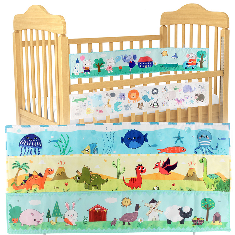 Bebé educación temprana juguetes educativos libro de tela de color de doble cara circunferencia de la cama de los niños colgante cognitivo animal digital bebé libro de tela