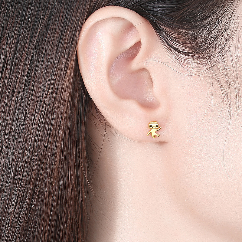 Simple S925 plata esterlina europea y americana ins nicho estilo francés Cool robot diseño temperamento espárragos al por mayor