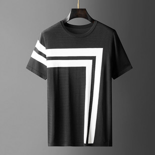 2021 Summer New Short T-shirt Fashionable Casual Trendy Knitted Shirt Short-sleeved Round Neck Simple Comfortable Short-sleeved T-shirt for Men