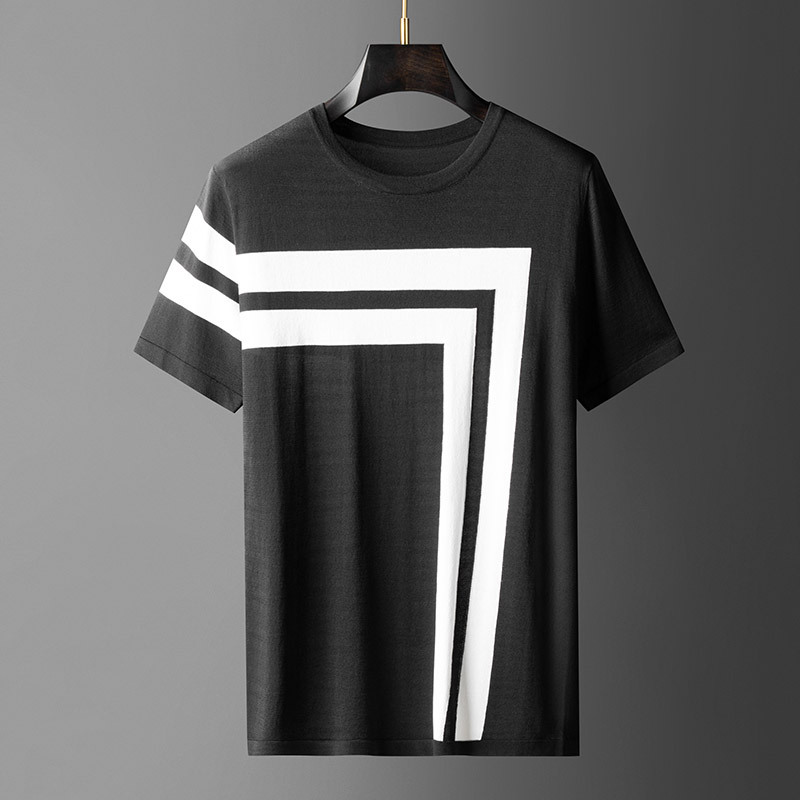 2021 Summer New Short T-shirt Fashionable Casual Trendy Knitted Shirt Short-sleeved Round Neck Simple Comfortable Short-sleeved T-shirt for Men