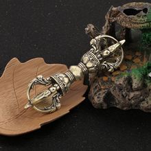 金刚杵摆件藏传佛经用品黄铜复古九股金刚橛降魔金刚杵法器工艺品