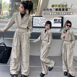 女童小西装外套2024新款女大童早就高级感秋装儿童装时尚西服套装