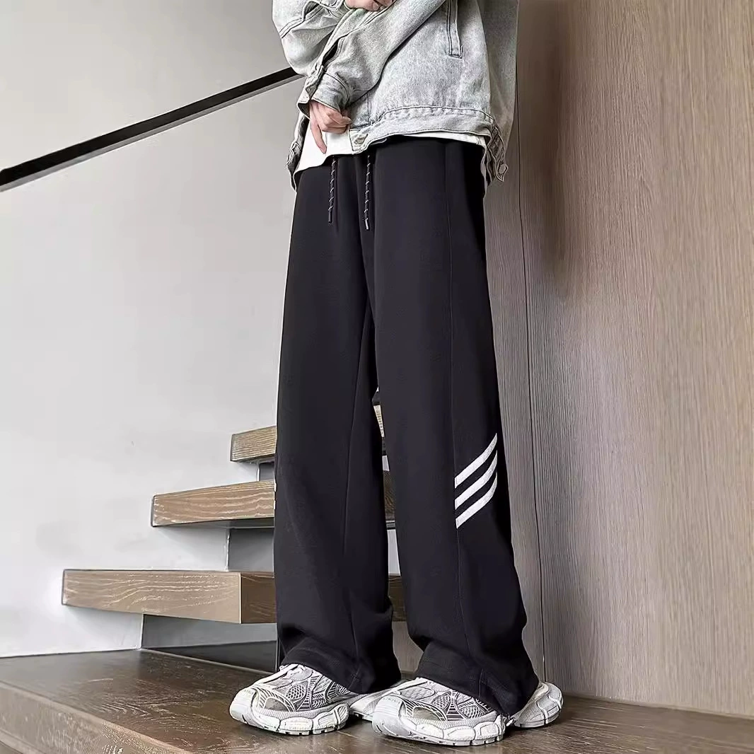 Американские тяжелые белые цветочные серые брюки мужские весенние и осенние трехполосные брюки для младших школьников длинные высокие парижские брюки