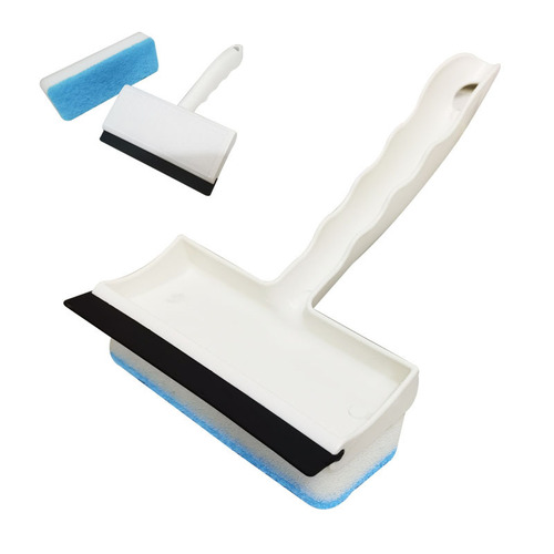 Multifunctional two-in-one double-sided mirror sponge brush window glass scraper wall tile cleaning brush wiper