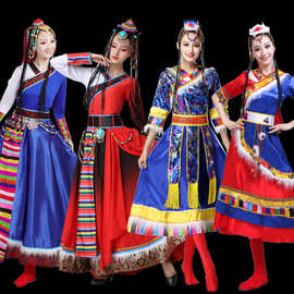 新款藏族舞蹈演出服装女少数民族西藏水袖表演服饰广场舞长裙套装