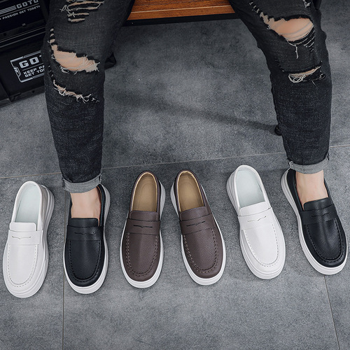 Spring new breathable moccasin-poinoccasinoco shoes, men's shoes, British style, Lofa shoes, fashionable casual leather shoes, blue fashionable shoes