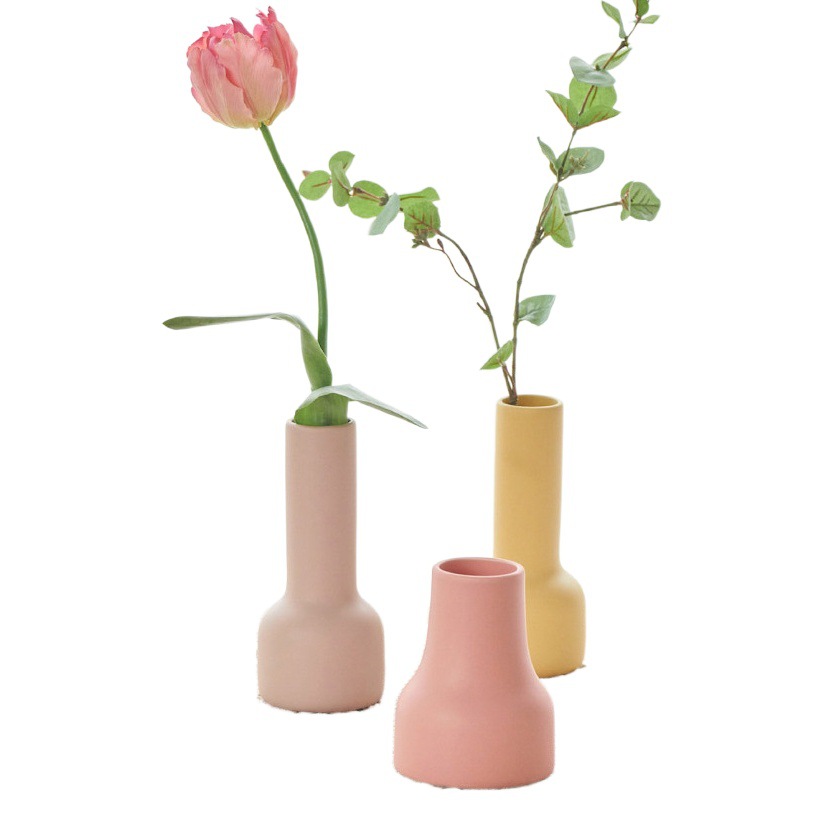 Estilo nórdico creativo de cerámica pequeño florero lujo luz suave arreglo floral flor seca salón TV gabinete decoración del hogar decoraciones