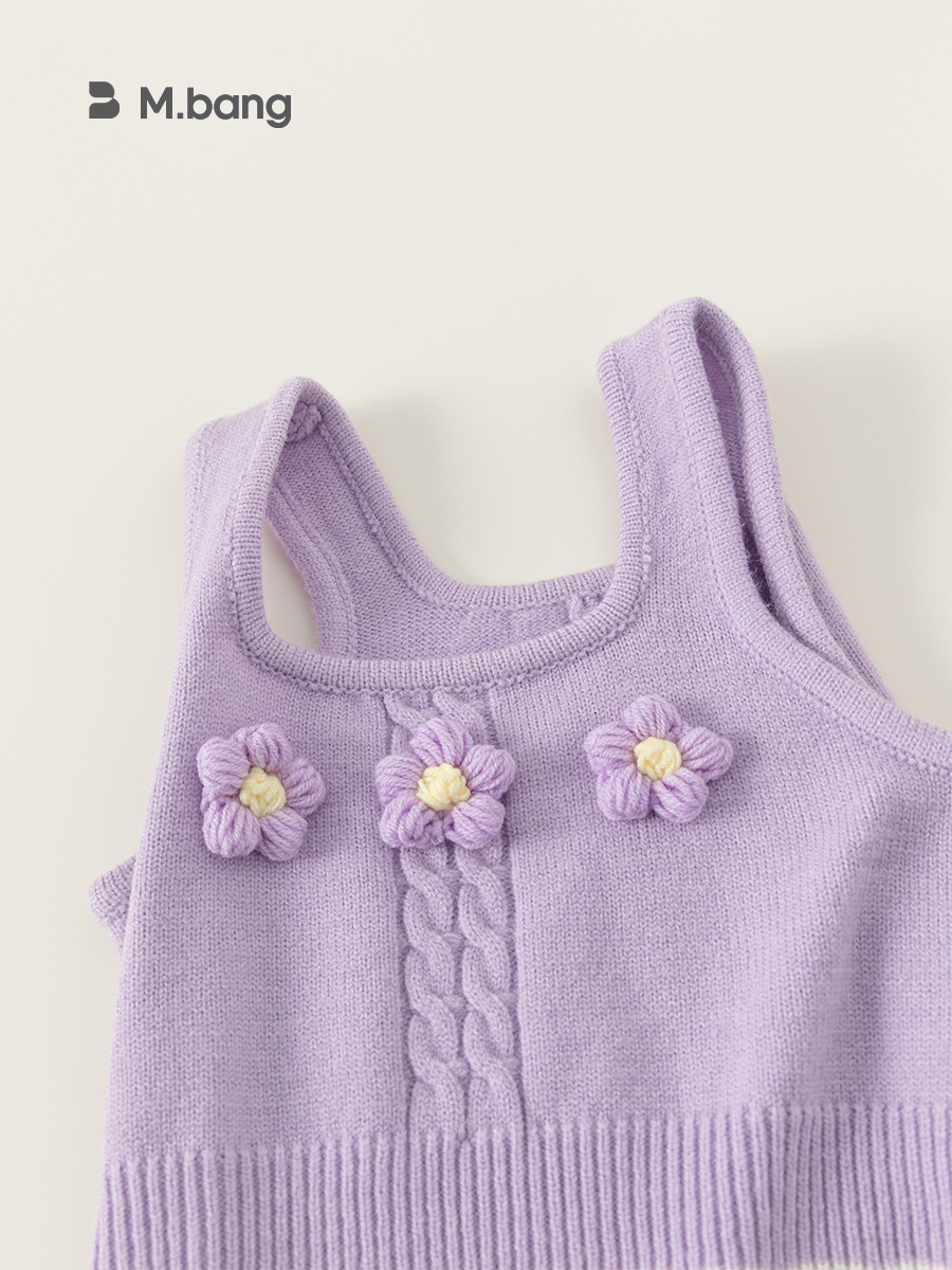 Youbao Ropa para niños Chaleco de punto para niñas 2025 Primavera Nuevo estilo Camisola para niños Chaleco de flores de estilo occidental Chaleco