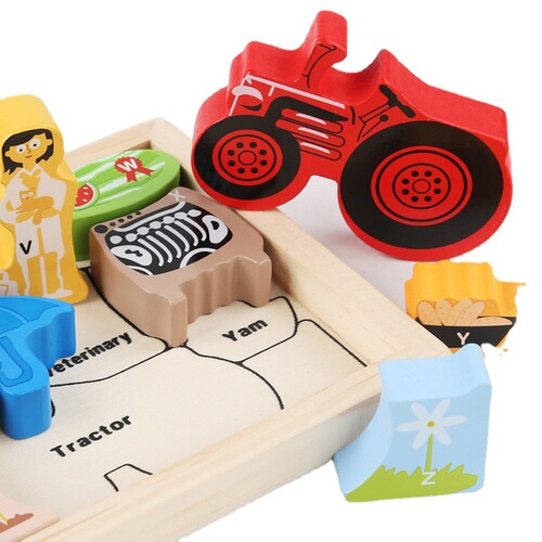 Cartoon traffic animal three-dimensional puzzle wooden puzzle children's baby wooden early education toys