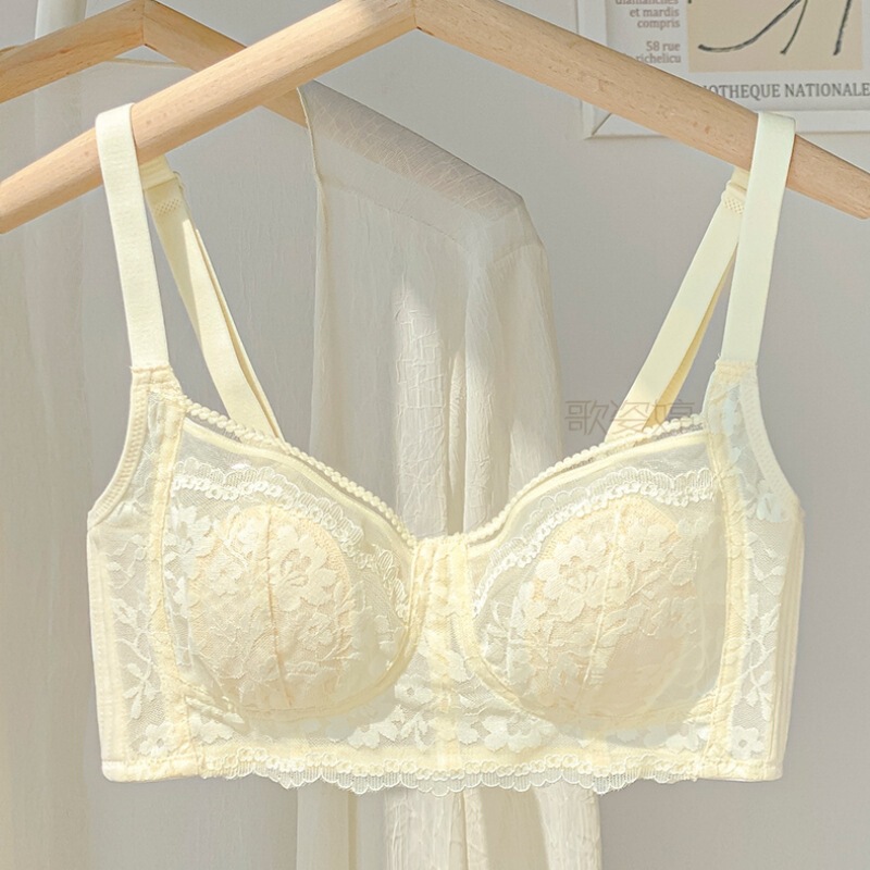 Genuine Summer Ultra-thin Underwear Women's Large Chest Small Chest Lightweight Breast Anti-sagging Sexy Lace Bra