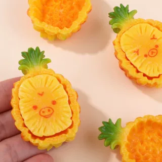 微缩食玩小熊大菠萝树脂配件 diy钥匙链挂件仿真水果小摆件饰品