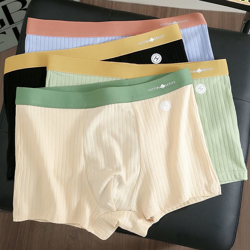 Men's Cotton Boxer Briefs Youth Trendy Shorts Underwear Men's Style