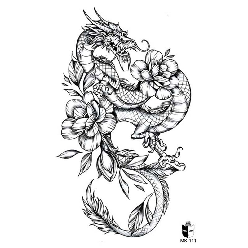 Animal blanco y negro desechable pegatinas de tatuaje belleza pegatinas de tatuaje moda estética patrón de personalidad dama pegatinas de tatuaje