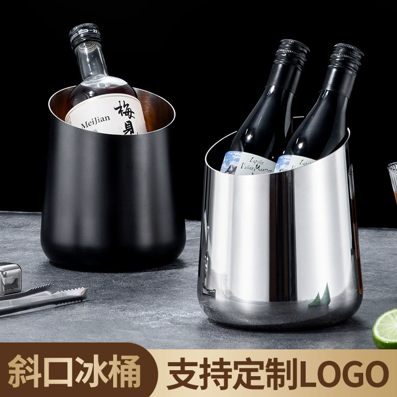 Утолщенное косое ведро для льда из нержавеющей стали, ведро для пива, ведро для хранения кубиков льда, КТВ, настольное мусорное ведро, креативное и новинка