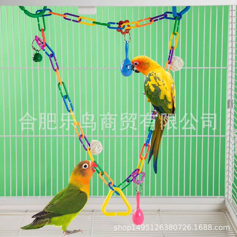 オウムのおもちゃ、鳥のおもちゃ、鳥用品、プラスチックチェーンクライミングソフトブリッジ、噛むおもちゃ、吊り橋、ブリッジスイング、クロスボーダー|undefined