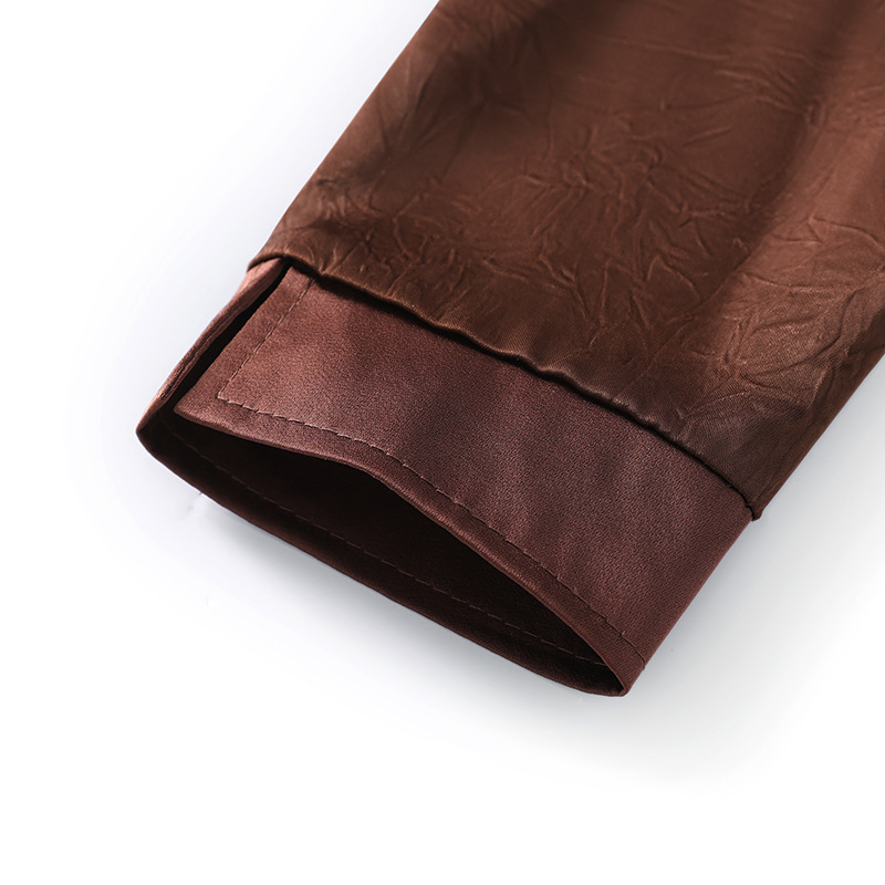 長袖のスーツのコートの女性の春の薄いタイプの2025新型の高級感の小さい背の酢酸のサテンのスーツの上着の女性