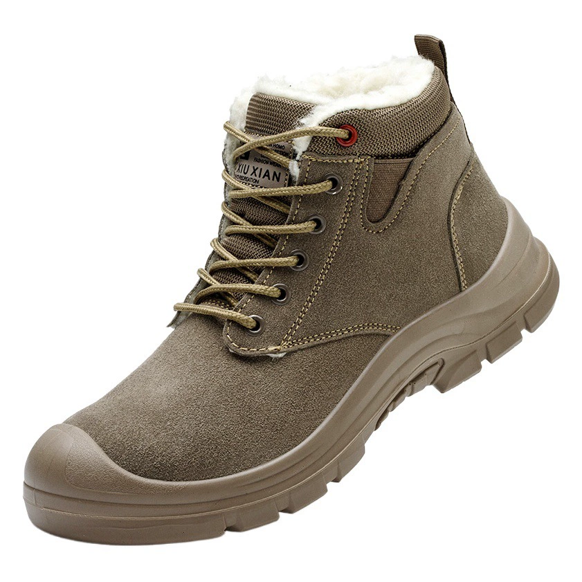 Зимние замшевые рабочие ботинки из воловьей кожи для сварки, с защитой от ожогов, ударов и проколов, с металлическим подноском