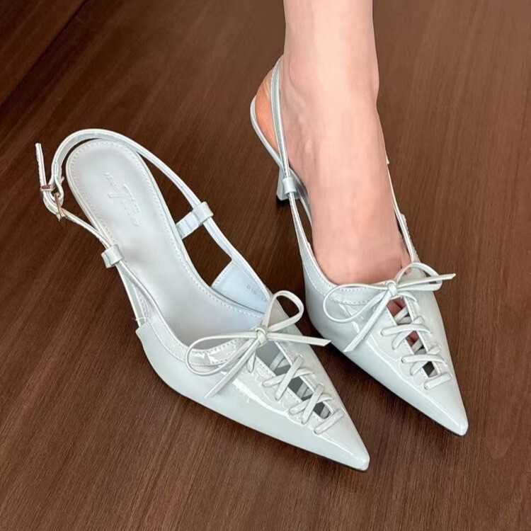 Fairy-Style Shallow Pink Closed-Toe Sandals, New French-Style Pointed-Toe Stiletto High Heels with Straps for Women, Summer 2025