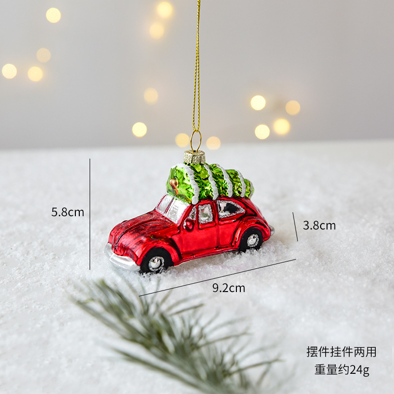 跨境新品圣诞装饰圣诞树挂件创意玻璃彩绘小吊饰挂件氛围场景布置|undefined