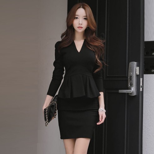 2023 Spring and Autumn Japanese and Korean Professional Wear Temperament Fake Two-piece Sexy V Neck Slim Fit Hip-covering Long Sleeve Dress 2663 2023 Spring and Autumn Japanese and Korean Professional Wear Temperament Fake Two-piece Sexy V Neck Slim Fit Hip-covering Long Sleeve Dress 2663