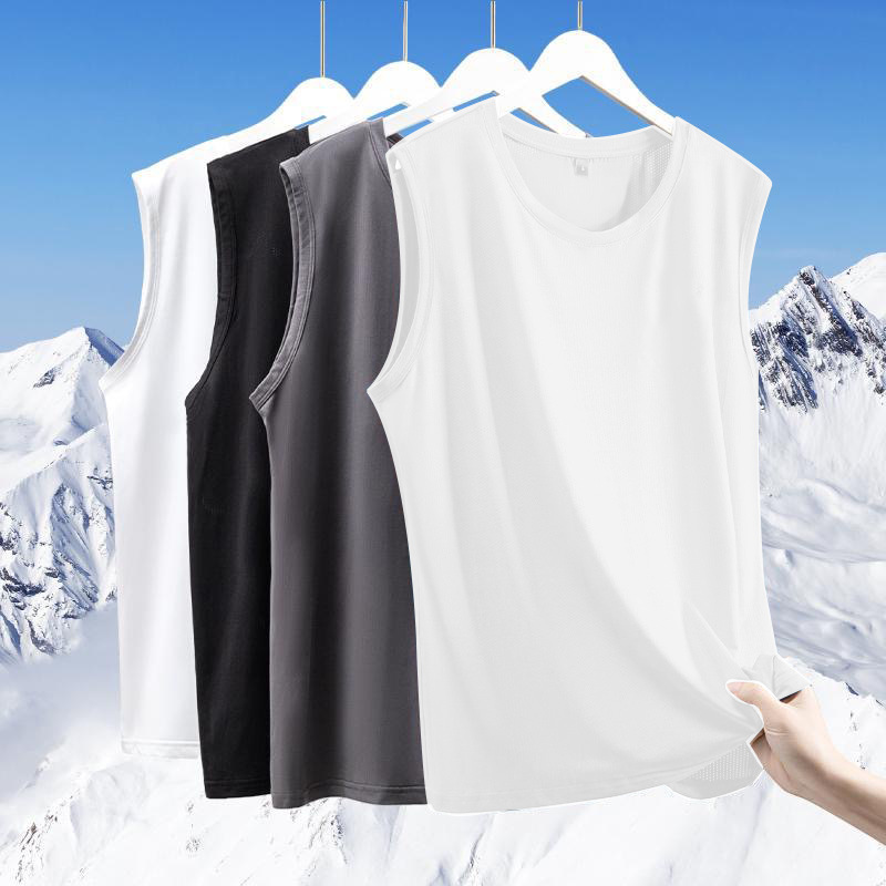 Chaleco de hielo de verano para hombre rápido corte de mangas de malla camiseta sin mangas de tamaño grande chaleco deportivo de obstáculos sueltos para hombres