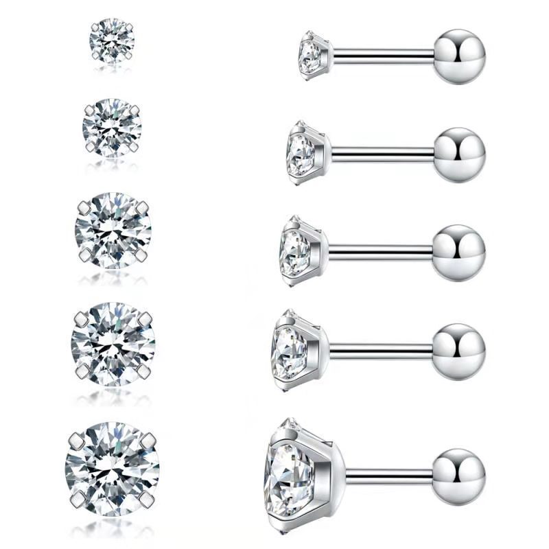 Ready Stock 316 Stainless Steel Four-Prong Integrated Zircon Earrings, Light Luxury Earrings That Shine Brightly Ready Stock 316 Stainless Steel Four-Prong Integrated Zircon Earrings, Light Luxury Earrings That Shine Brightly