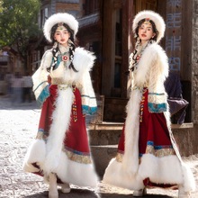 藏式服装女拍照旅游舞蹈新款藏族服装西藏拉萨旅拍清新少女袍子