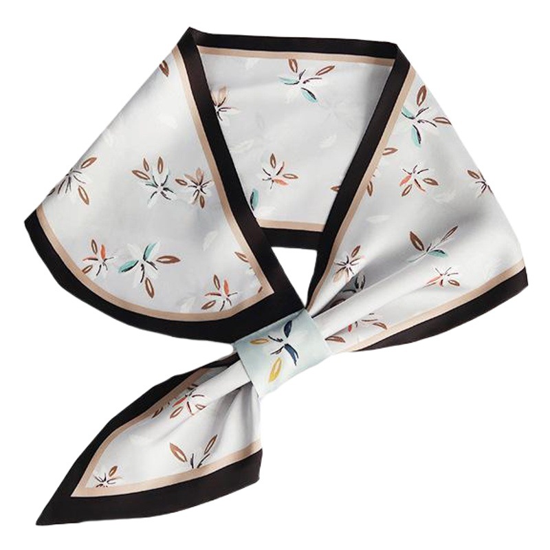 Corea del Sur Dongdaemun pequeña bufanda de seda floral Cinta de las mujeres Artística todo partido decorativo bufanda corbata bolsa de regalo multifuncional