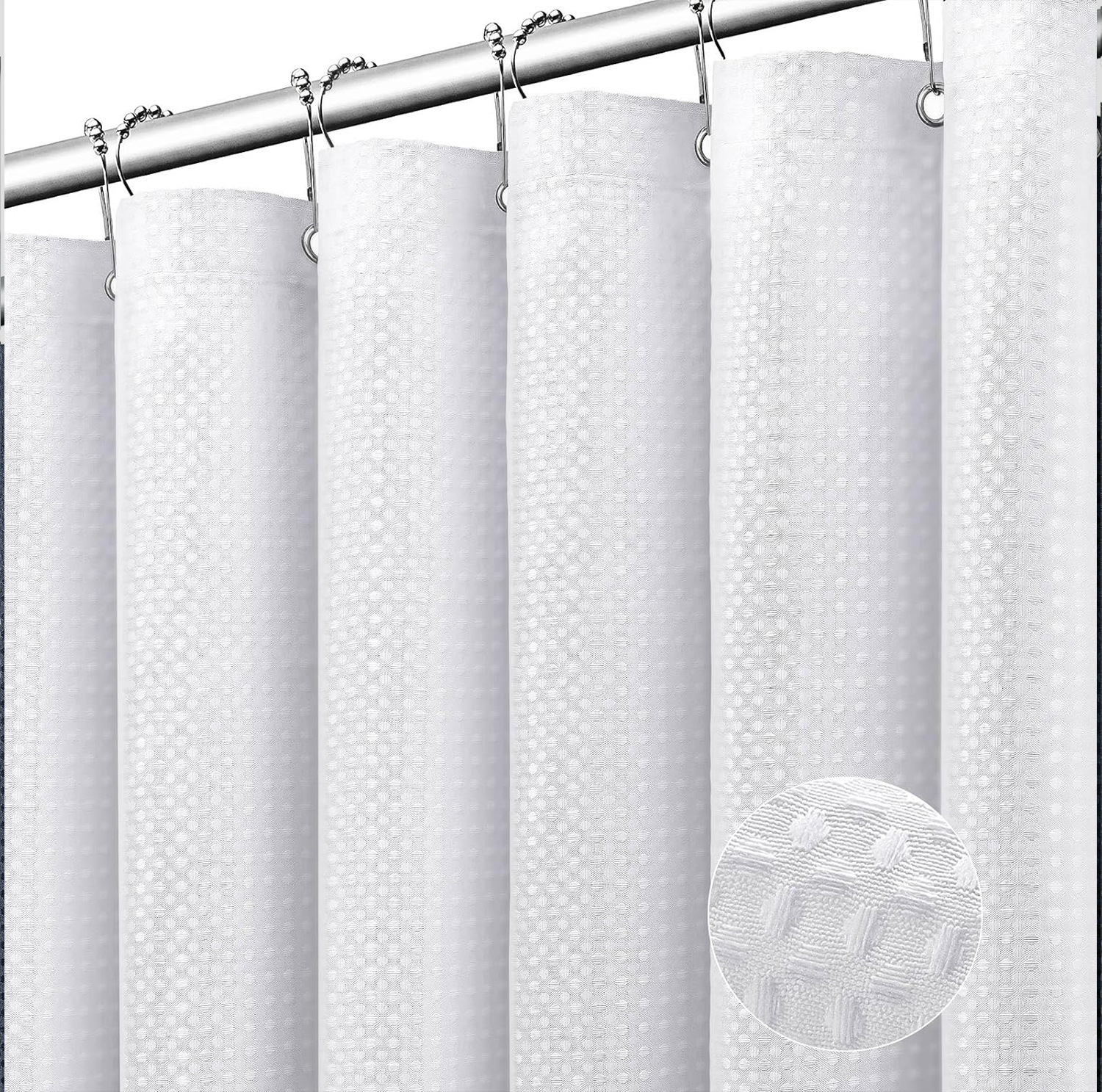 Waffle transfronterizo sólido transparente doble cortina de baño agujero grande anillo sin gancho con forro extraíble Amazon explosión