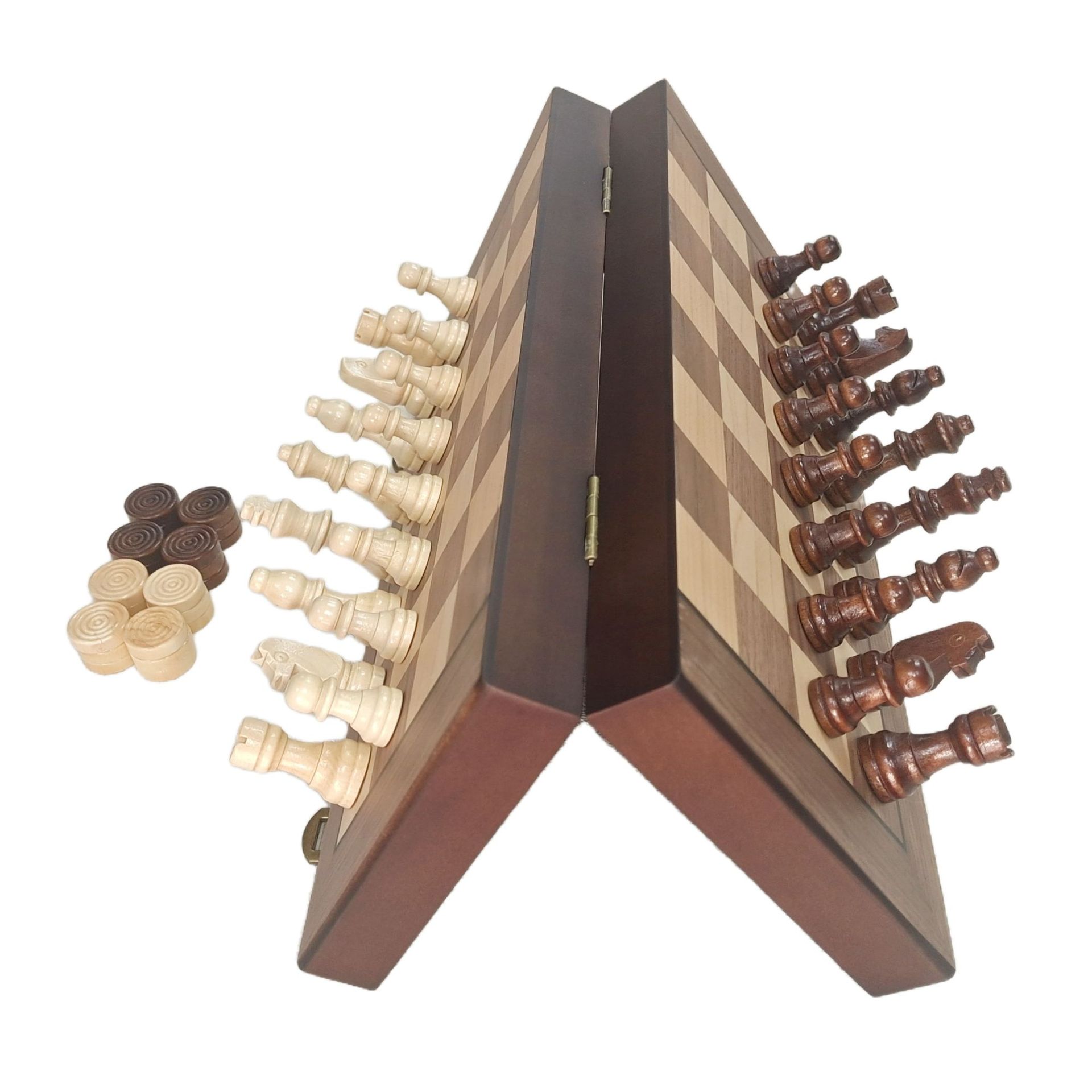 Ajedrez magnético pequeño de madera ajedrez transfronterizo de madera maciza juego de ajedrez de inteligencia infantil de la escuela primaria